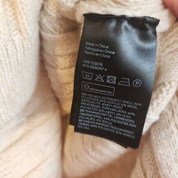 H&M mens medium cream grandpa chunky cable knit pullover vest sweater - Picture 5 of 8